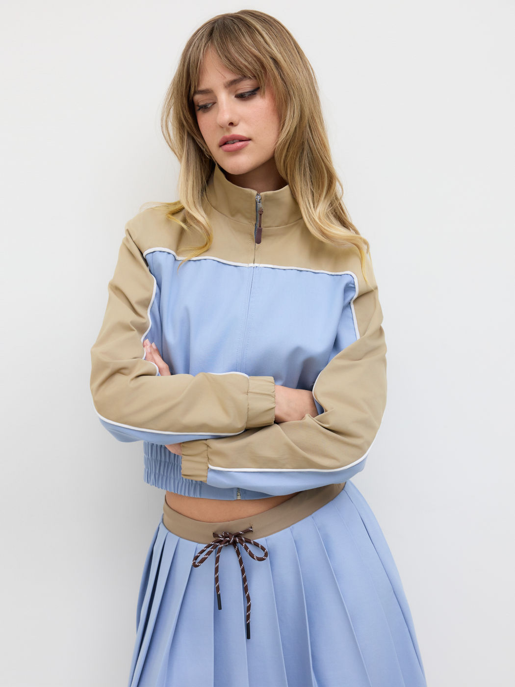 Oversize Zip-Through Zweifarbiger Jacket
