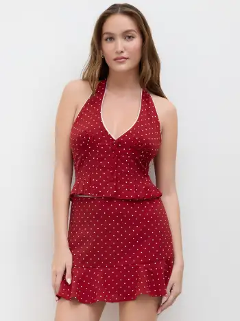 Jacquard V-neck Floral Zipper Mini Dress