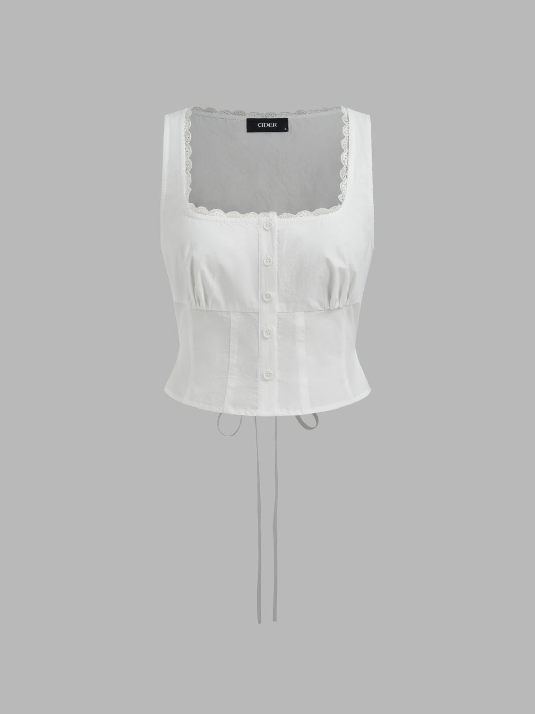 100% Cotton Lace Trim Crop Tank Top