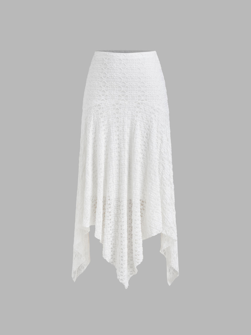 Baumwollmischung, Mittelhöhe, Blumenmuster, asymmetrischer Saum, Midiskirt