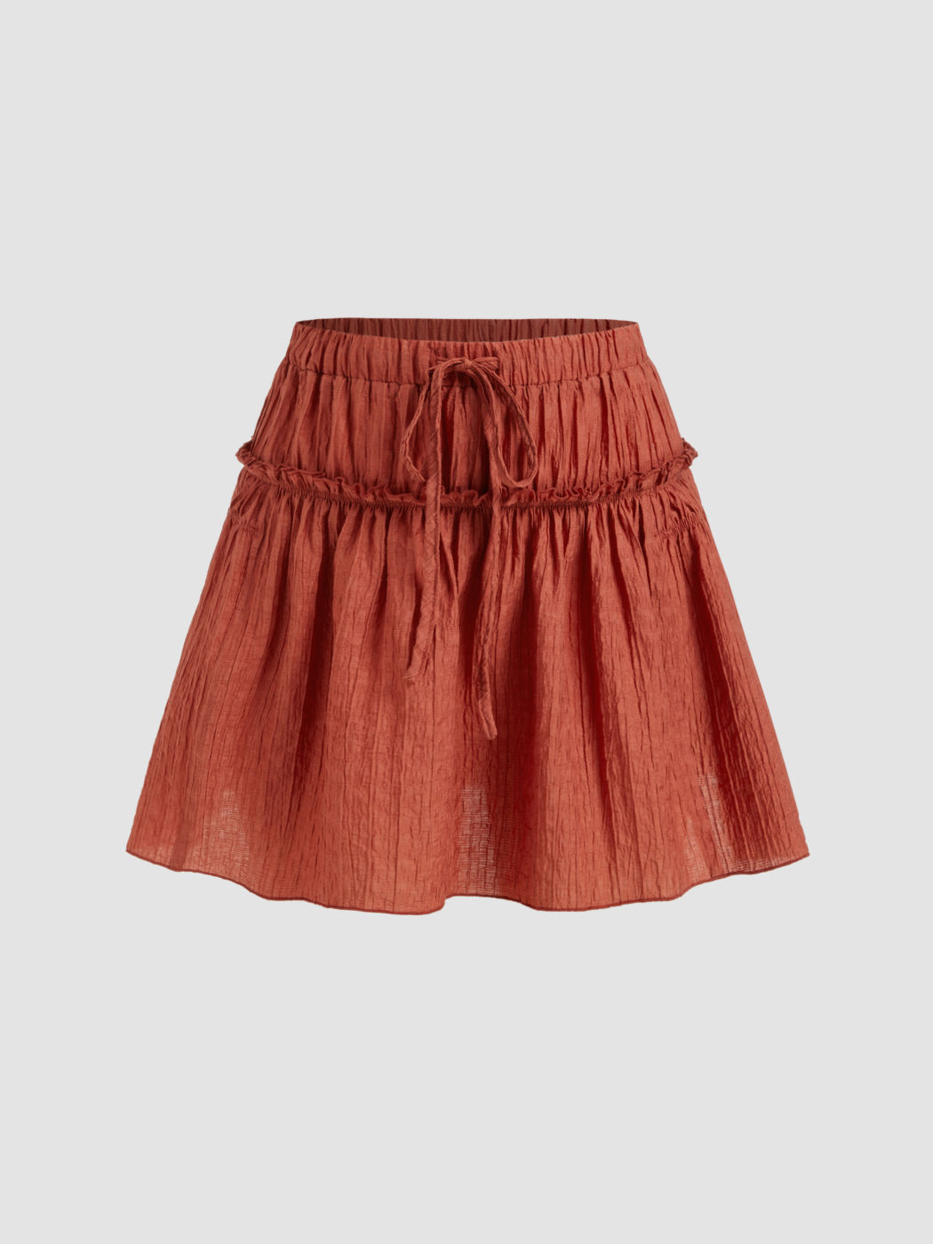 Zwei-Wege-Mini-Skirt mit Mittlerem Bund und Kopfkrautrand und Knoten