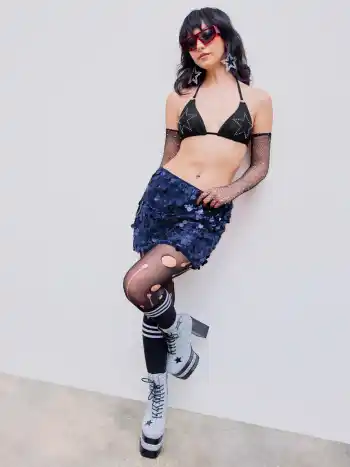 Sequined Mini-Skirt mit Mitteltaille
