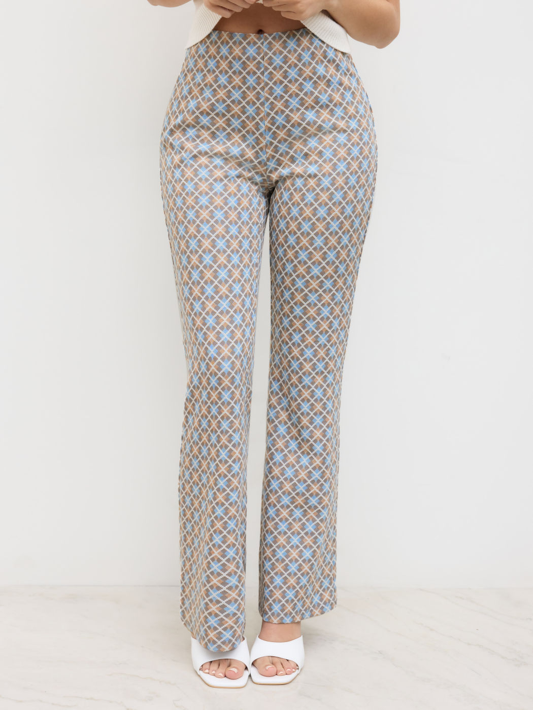 High Rise Retro Geometric Flared Pants