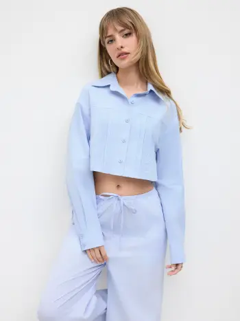 100% Cotton Lace Pleated Crop Shirt