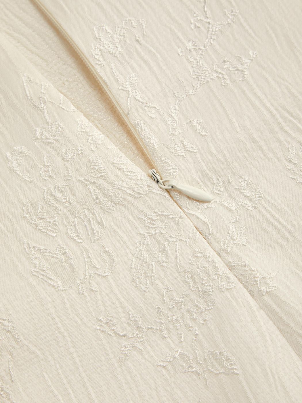 Jacquard V-Ausschnitt Blumenmuster Reißverschluss Mini Kleid