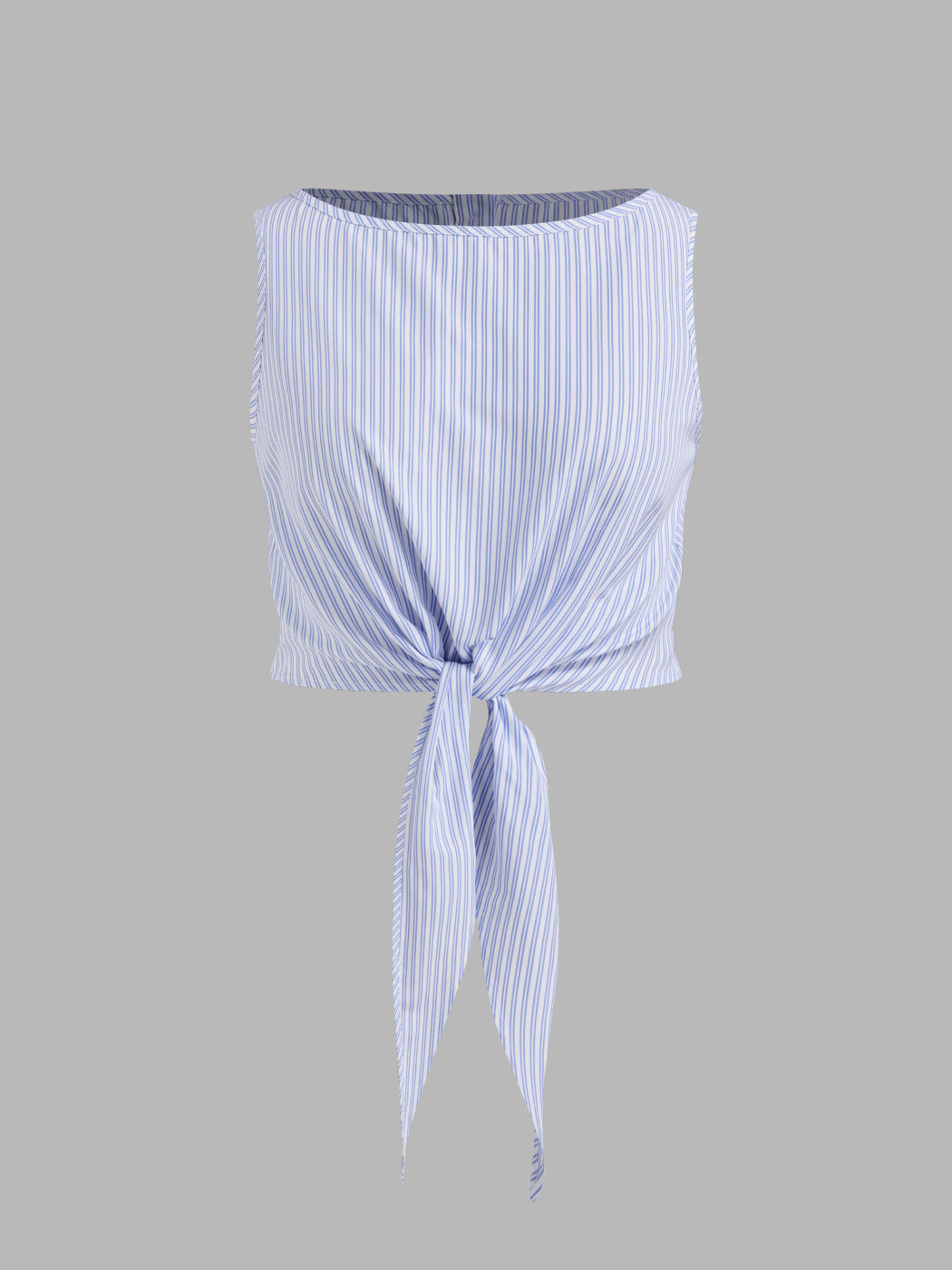 Boat Neck Striped Knotted Tank Top Curve & Plus
