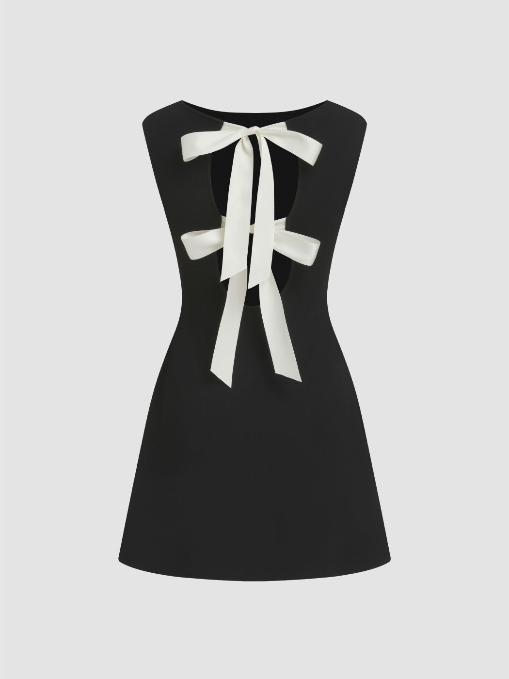 Boat Neck Tie Back Bowknot Mini Dress