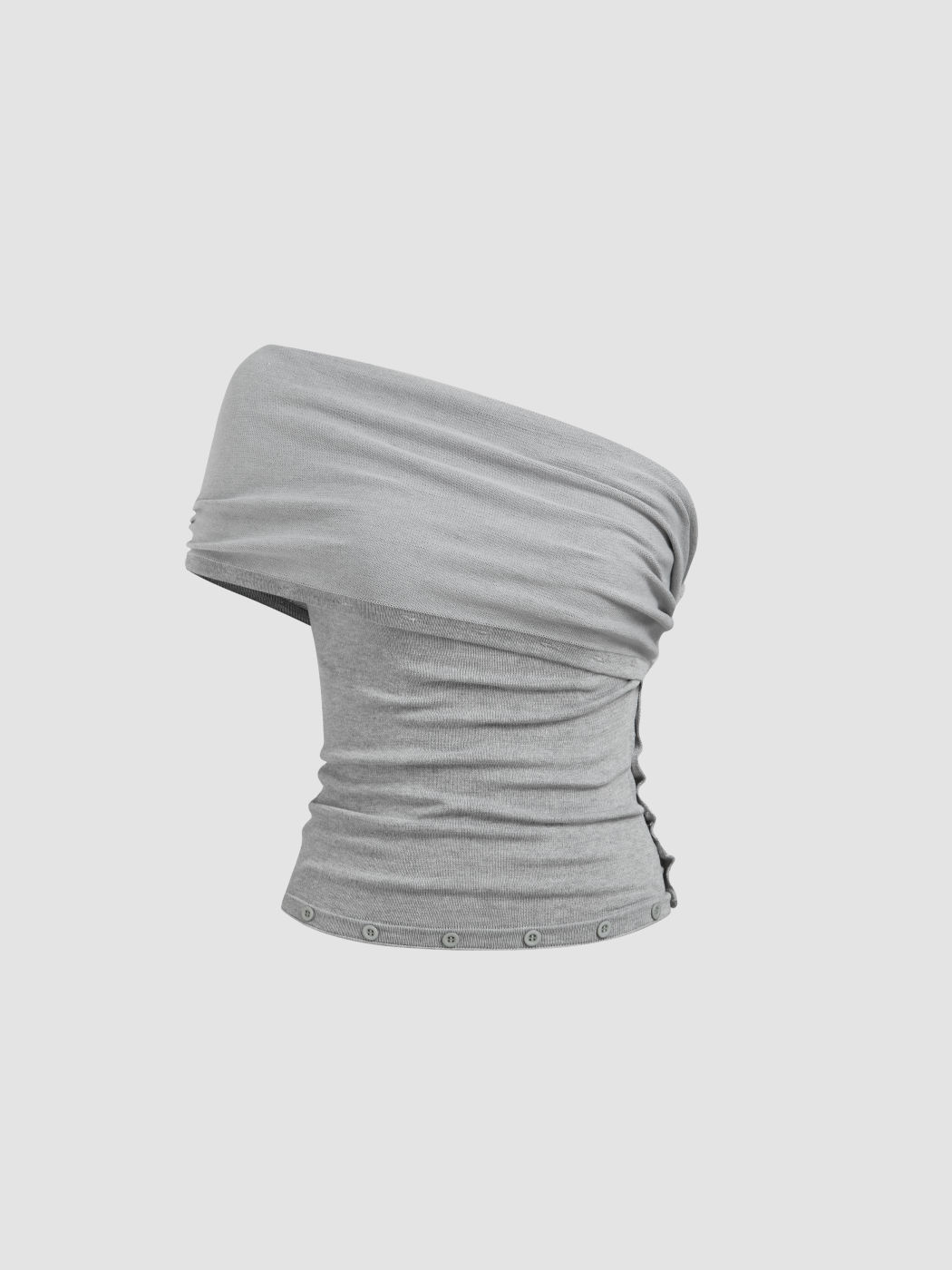 Multi-way Knit Asymmetrical Neck Button Ruched Tank Top