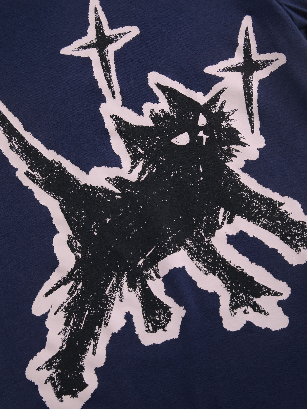 T-shirt a maniche corte con scollo rotondo e grafica di gatto