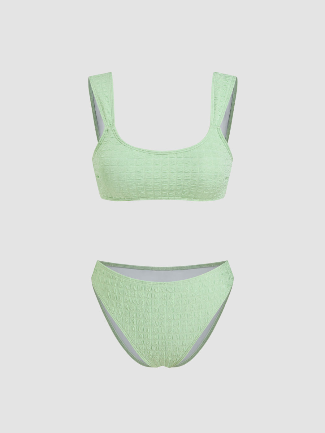 Texture Square Neck Bracelet Cheeky Bikini Set