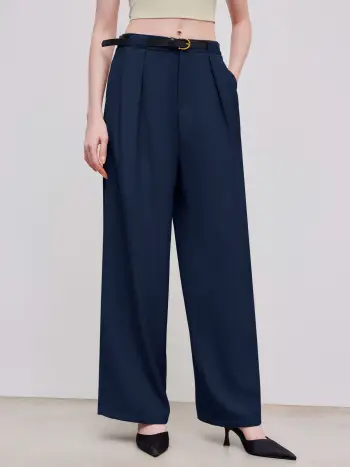 Pantaloni dritti a vita media con cintura