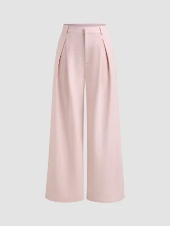 Mid Rise Straight Leg Pleated Trouser 