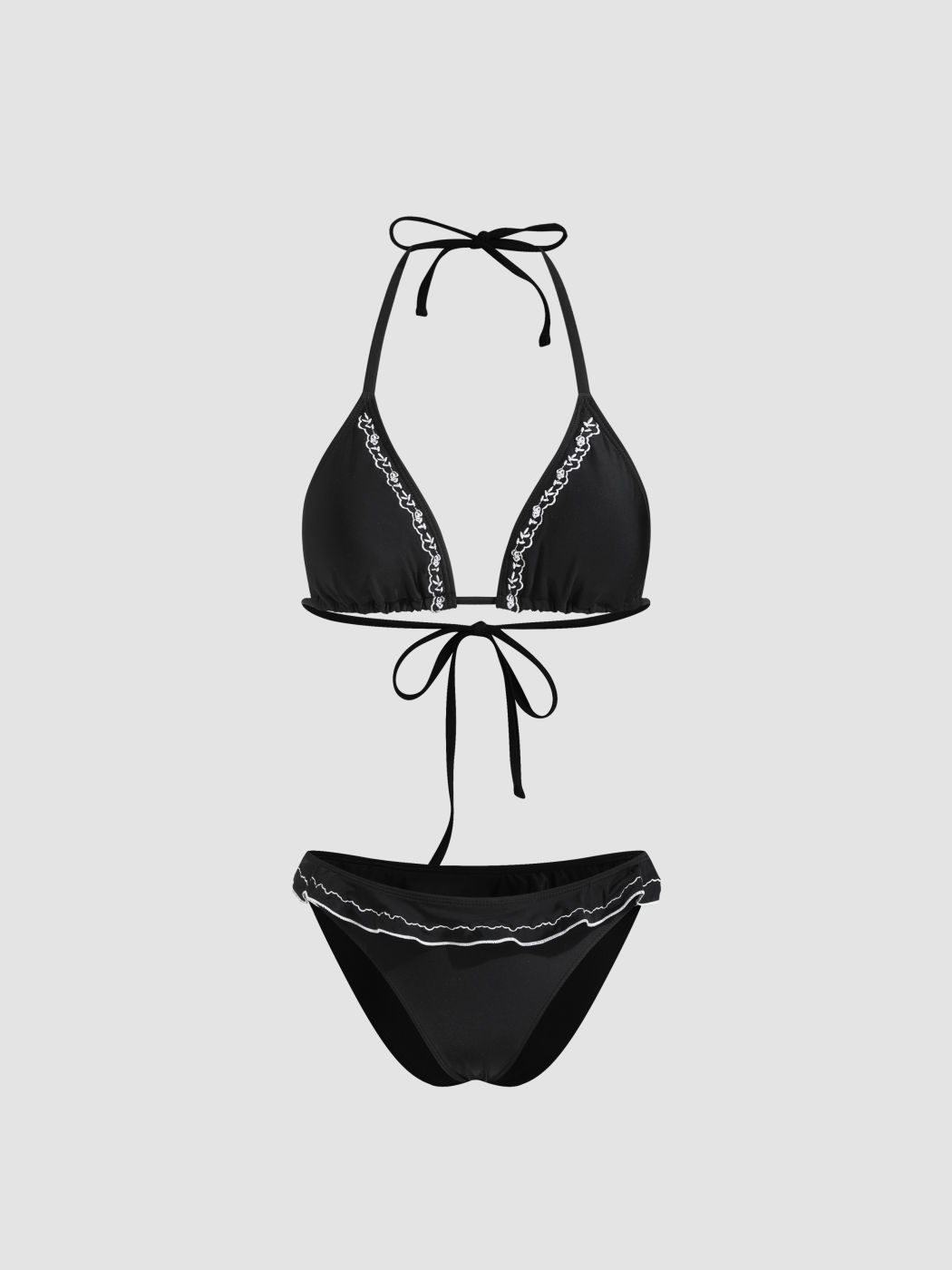 Bikini set triangolo con volant floreale
