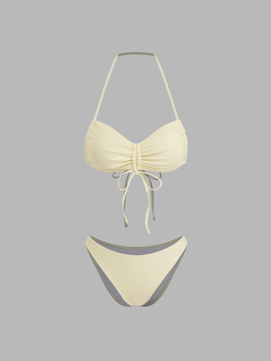 Halter Neckline Drawstring Knotted Bikini Set