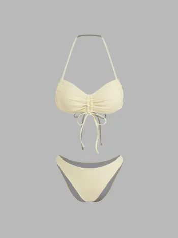 Bikini-Set mit Halterhals und Strickverschluss