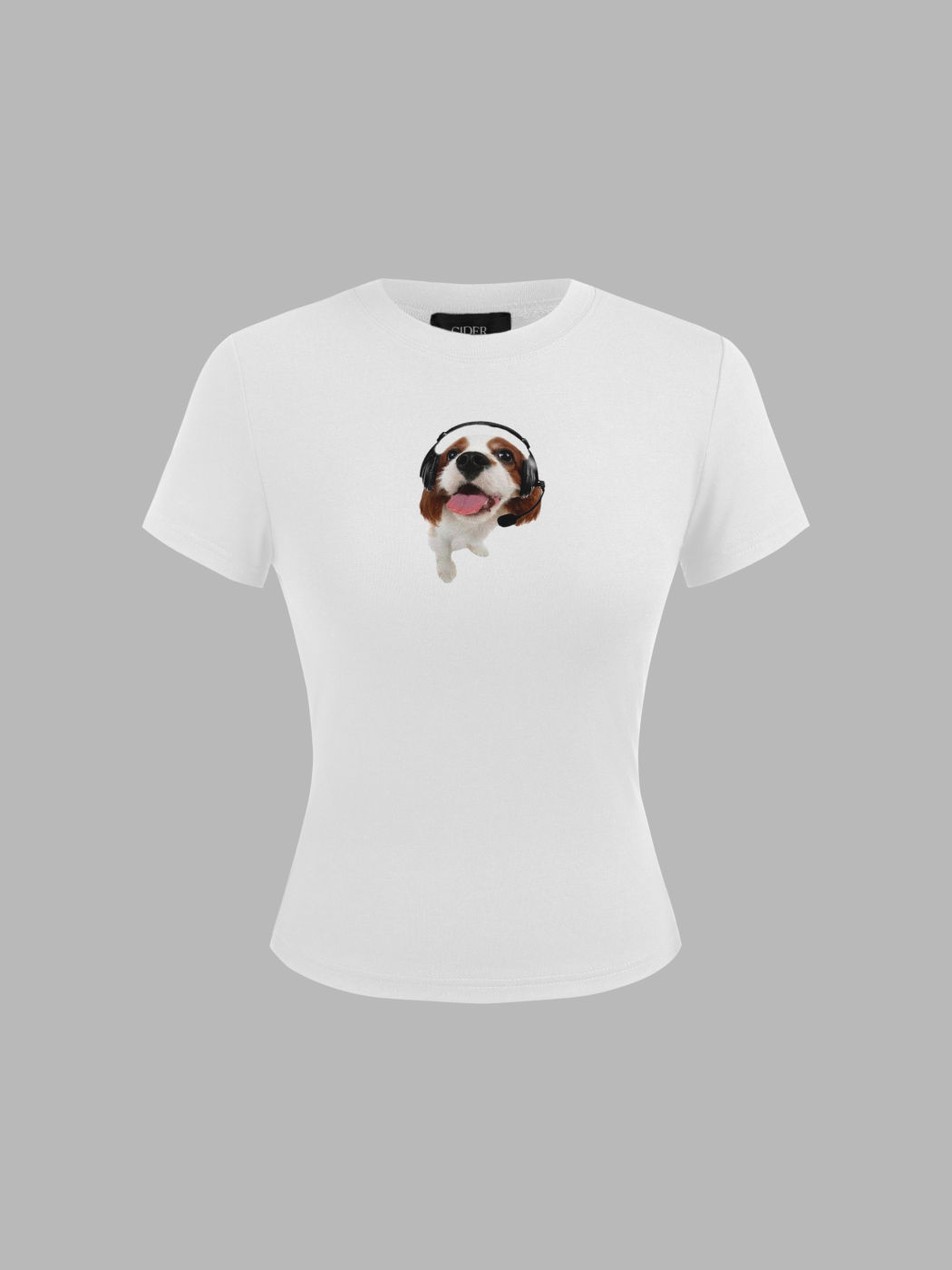Dogs Wearing Headphones Graphic Short Sleeve Tee