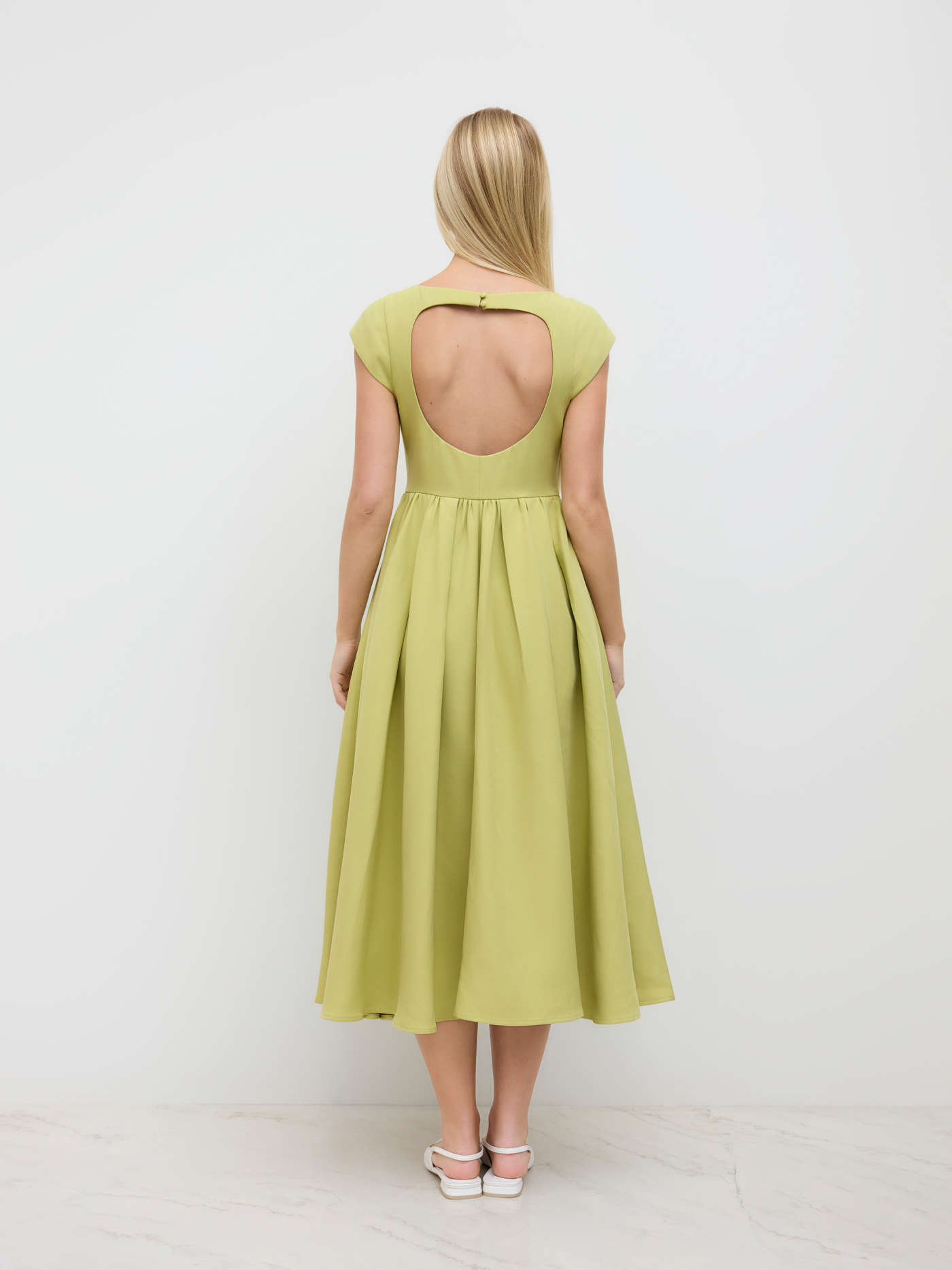 Boat Neck Cut Out Backless Ruffle Maxi Dress