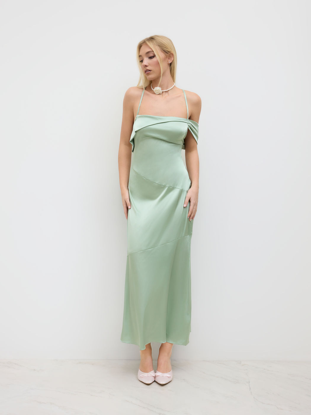 Asymmetrical Ruffle Backless Cami Maxi Dress