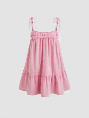 Cotton-blend Stripes Ruffle Shirred Mini Dress