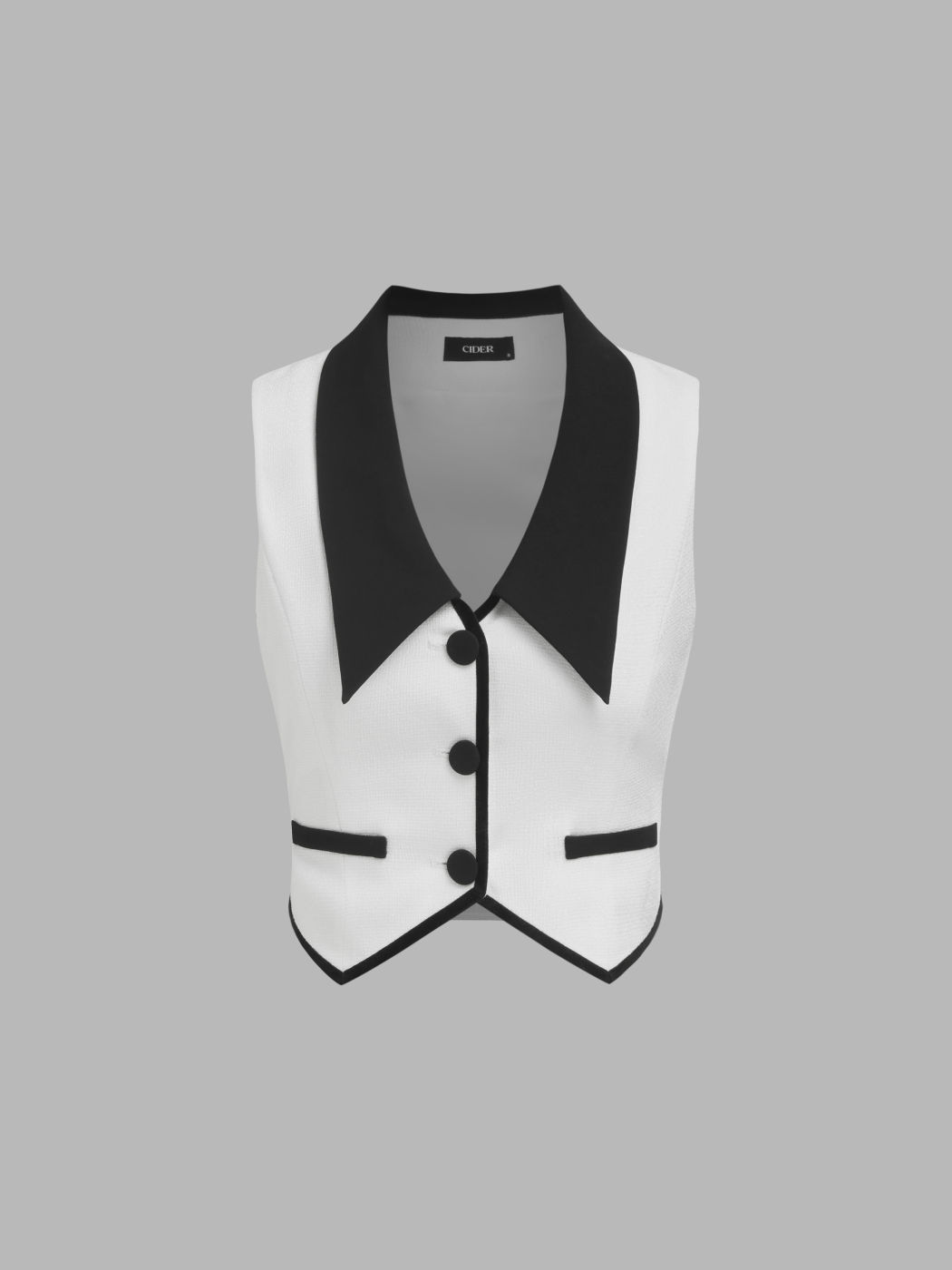 V-neck Two Tone Bowknot Crop Blazer Vest