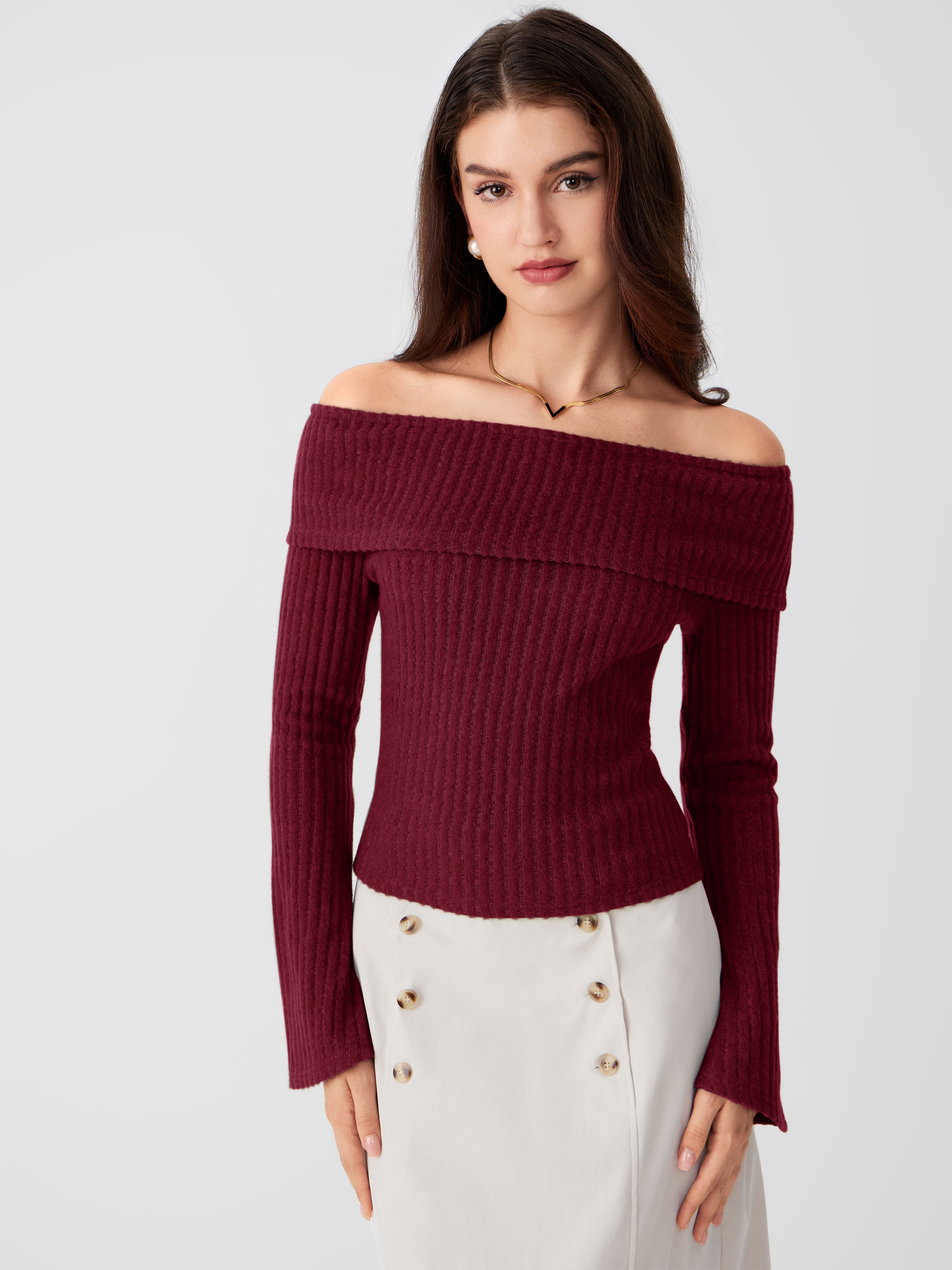 Tシャツ・カットソー CERRIC OFF SHOULDER TIED UP TOP 4BNY288 OFF SHOULDER TIED UP TOP / RED - CERRIC