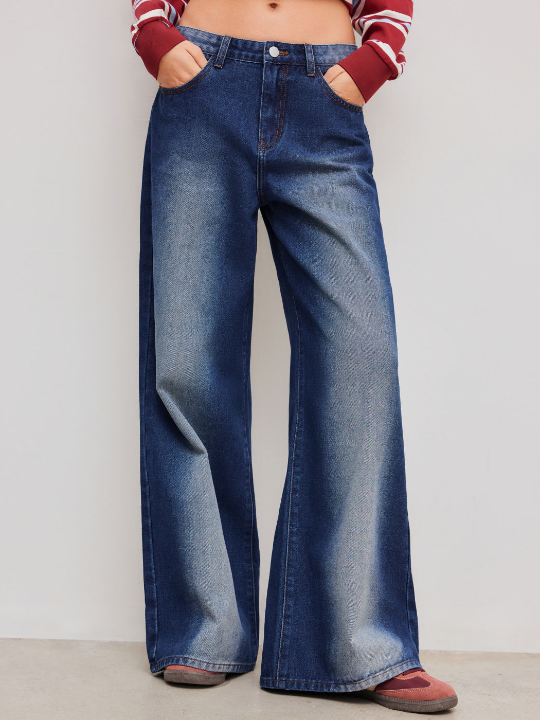 Cider Denim Low Rise Washed Baggy Jeans