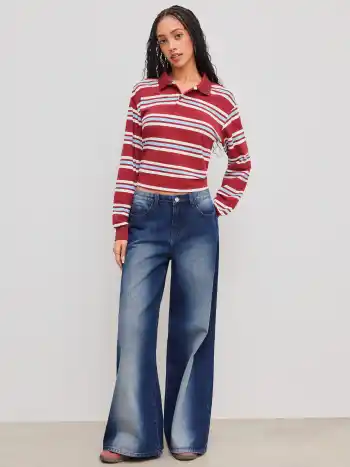Cider Denim Low Rise Washed Baggy Jeans