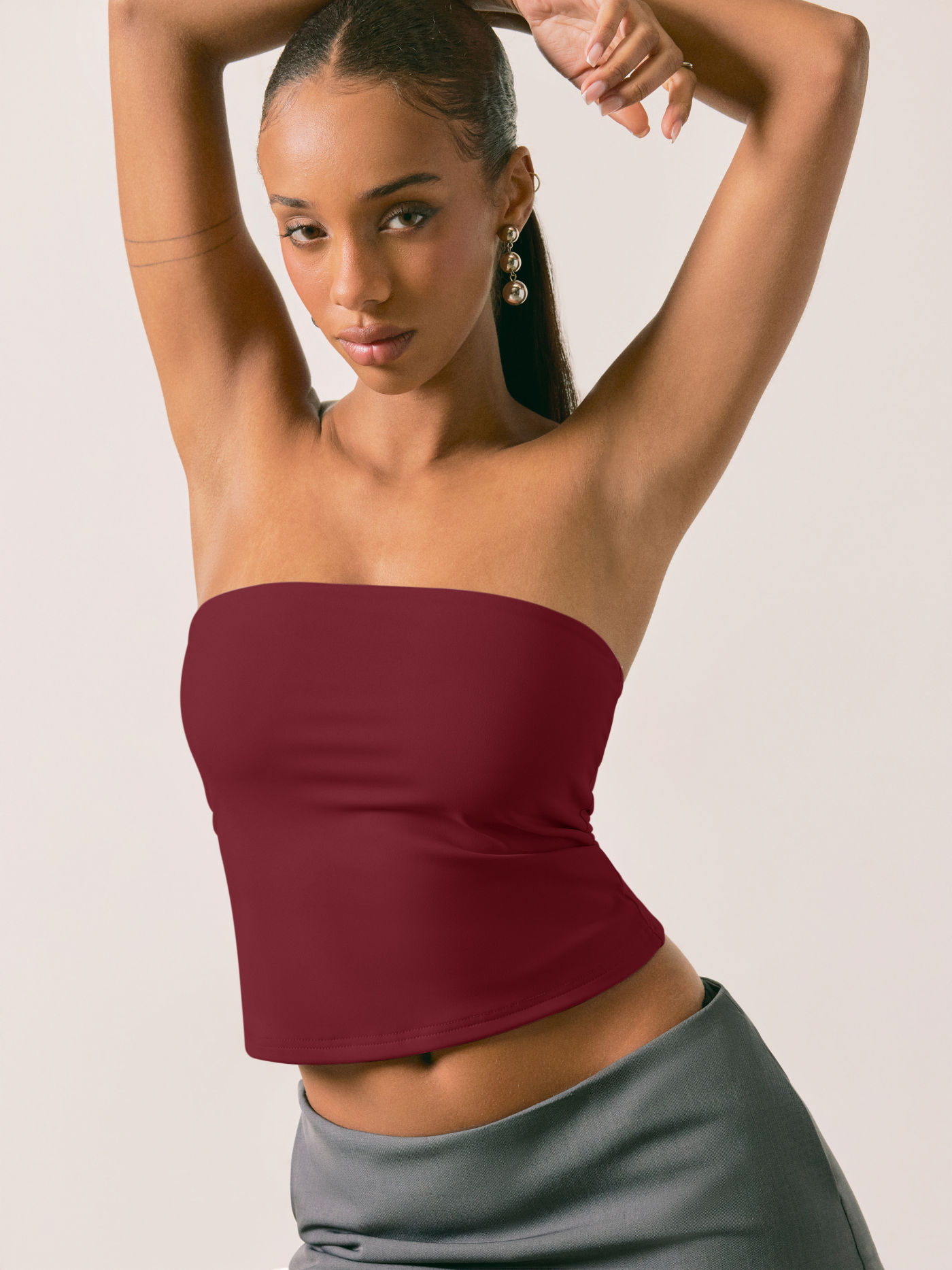 Contour Double Layered Strapless Solid Tube Top