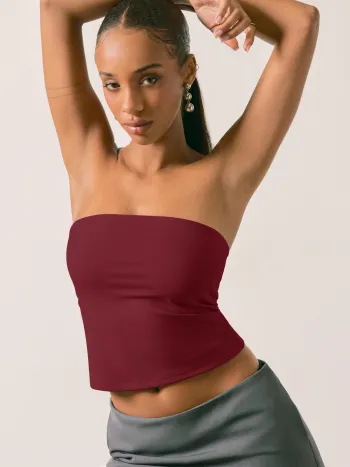 Contour Double Layered Strapless Solid Tube Top