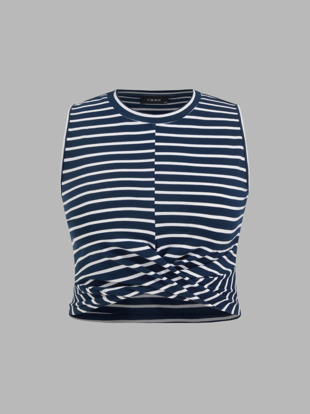 Top corto Curve & Plus a righe ritorto con scollo rotondo in misto cotone