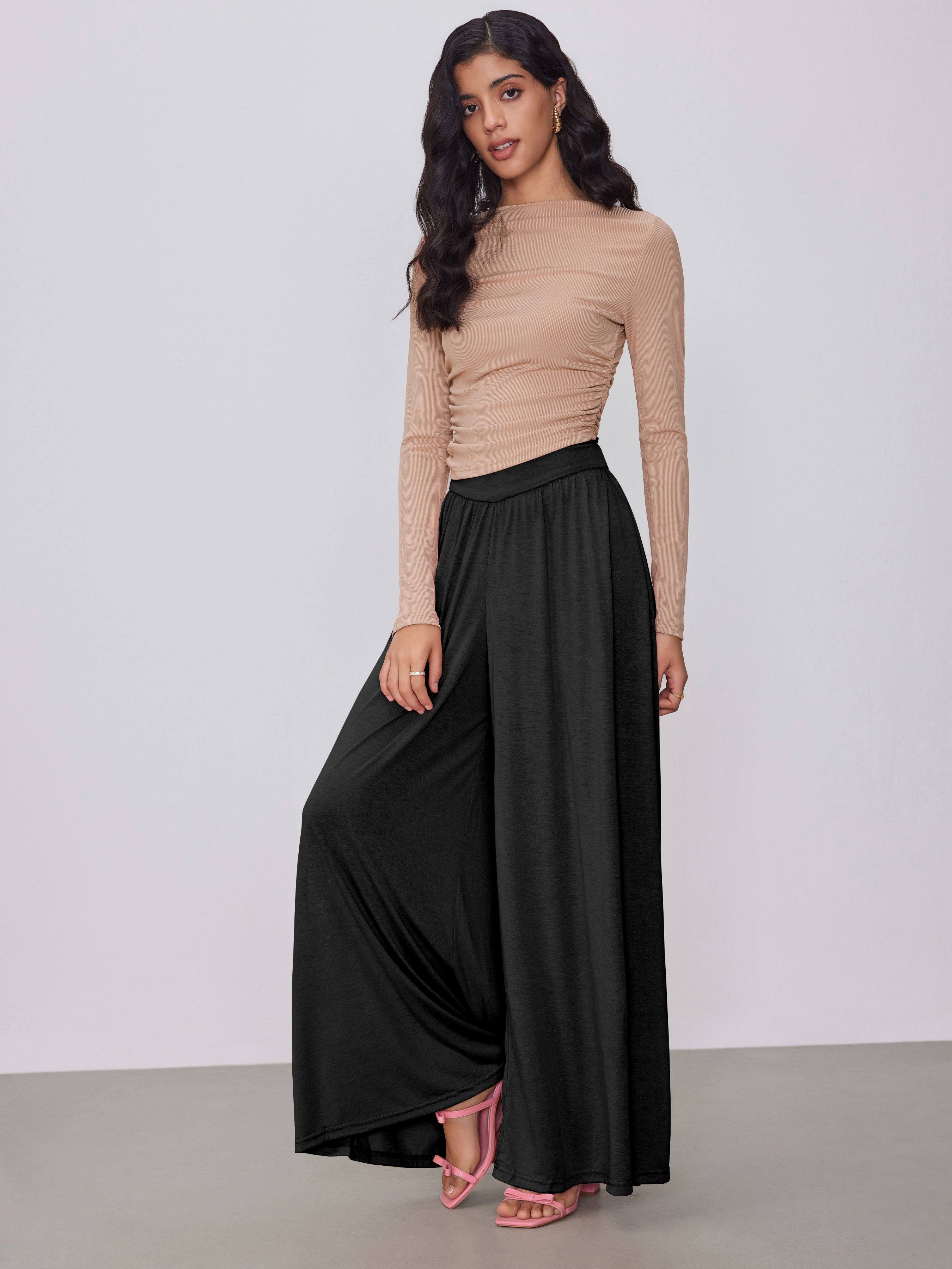 Jersey Extreme Wide Leg Pull-On Pant For School Daily Casual