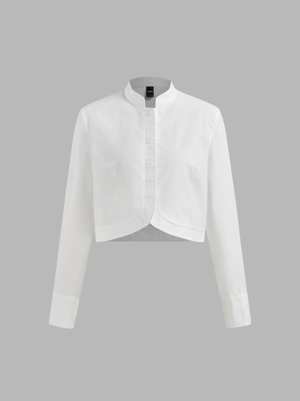 100% Baumwolle Standkragen Knopfauf Crop Shirt