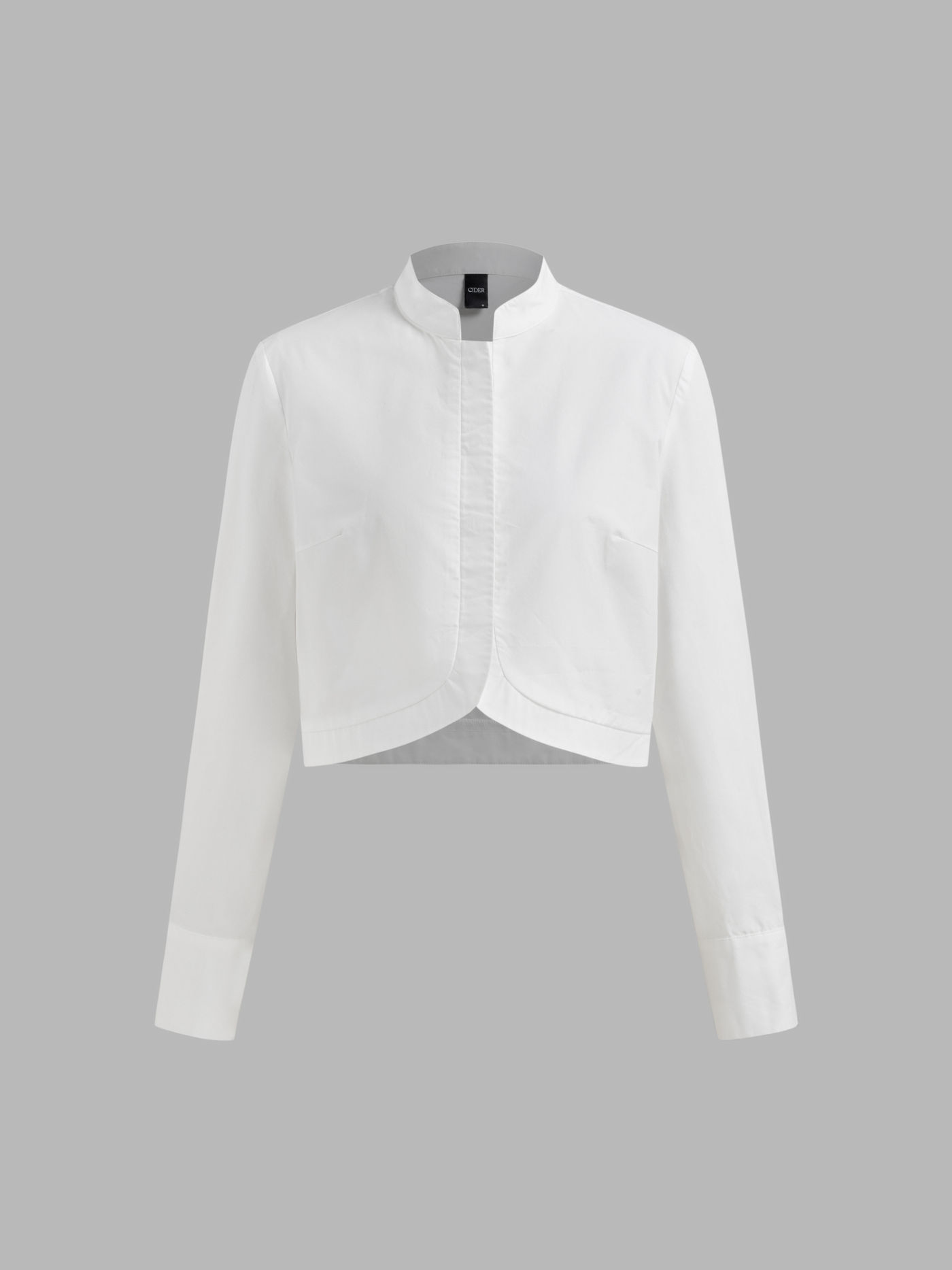 100% Cotton Stand Collar Button Up Crop Shirt