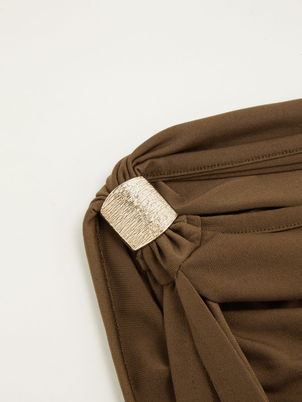 Jersey Asymmetrical Neck Ruched Ruffle Hem Crop Top Curve & Plus