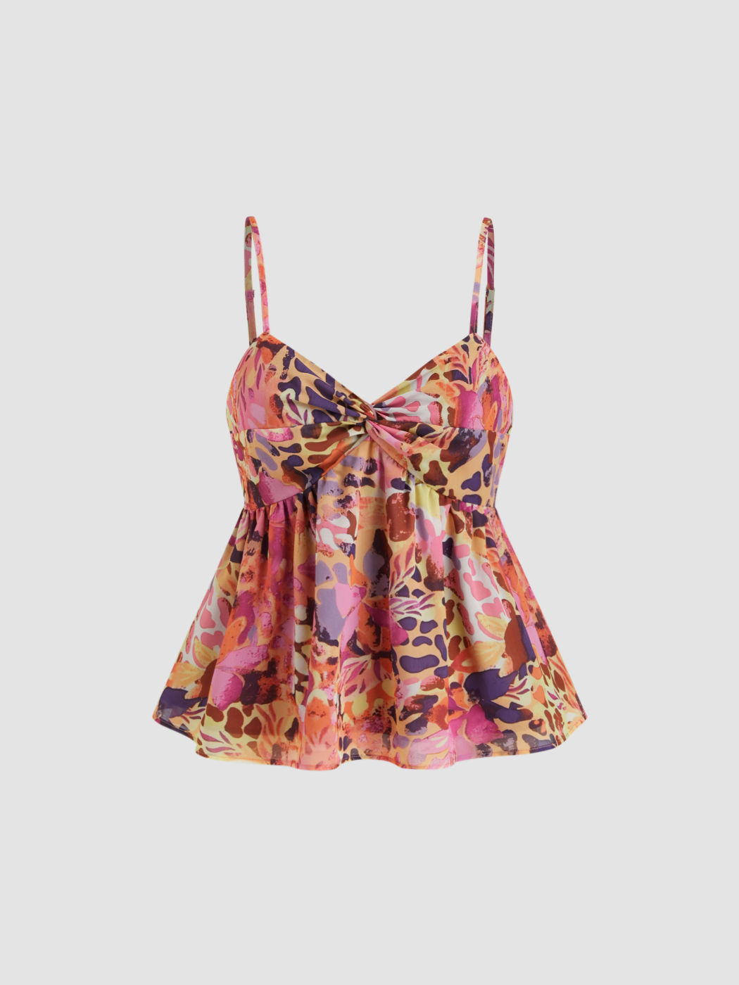 Leopard-Bowschling-Twist-Cami-Oberteil