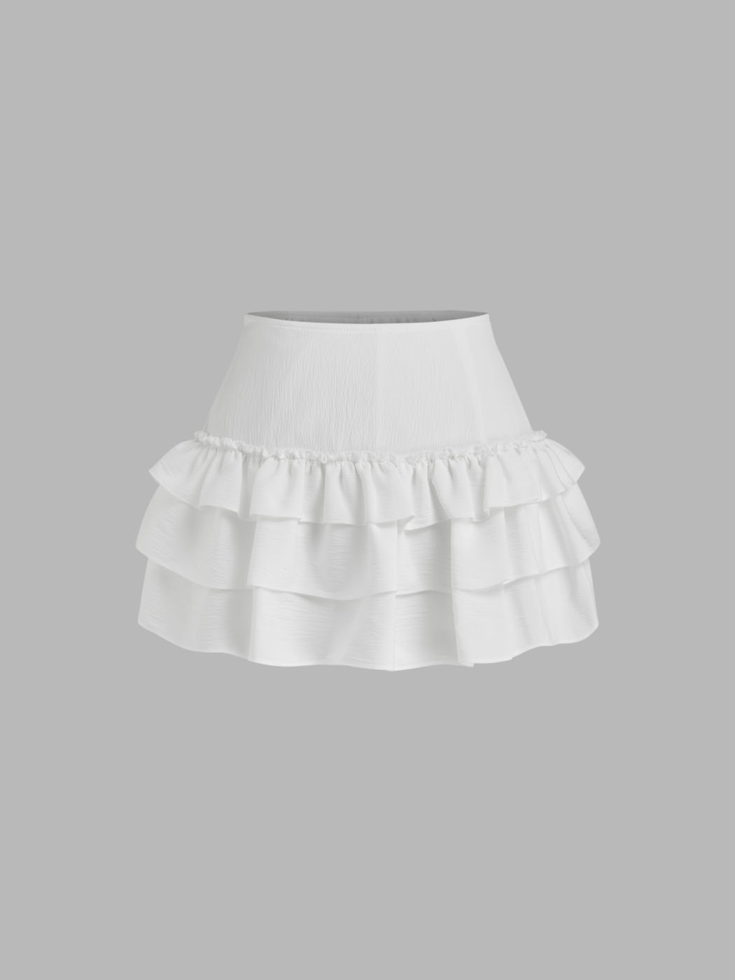 Mid Rise Lace Up Ruffle Hem Layered Mini Skirt