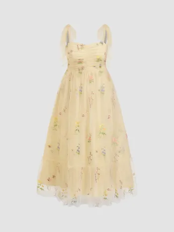 Maschen-Square-Neck-Schmetterling & Blumen-Knoten-Maxikleid Kurve & Plus
