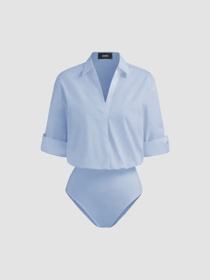 Polo Collar Texture Button Up Shirt