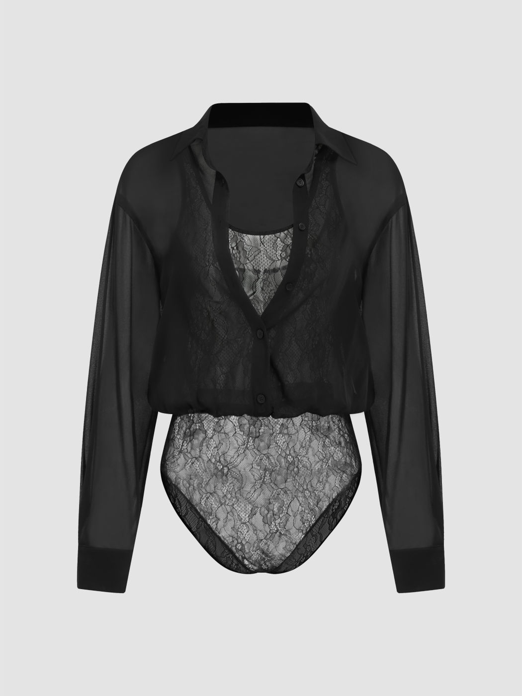 Chiffon-Kragen Blazer-Bodysuit