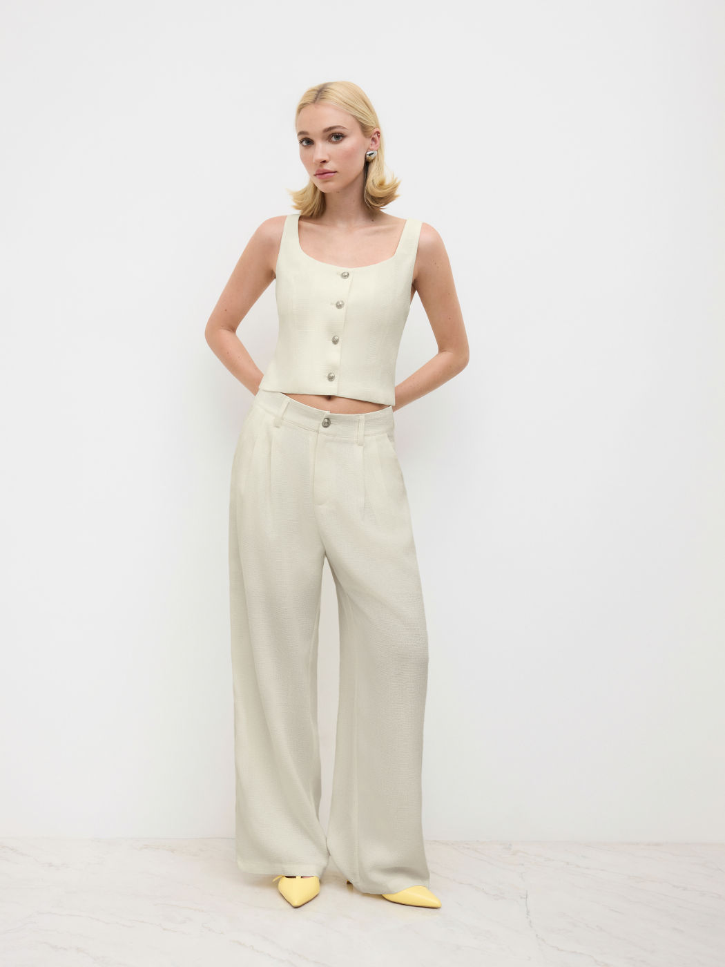 Top de tirantes de tweed con escote cuadrado Crop Top
