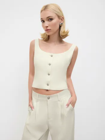 Round Neckline Button Up Split Blazer