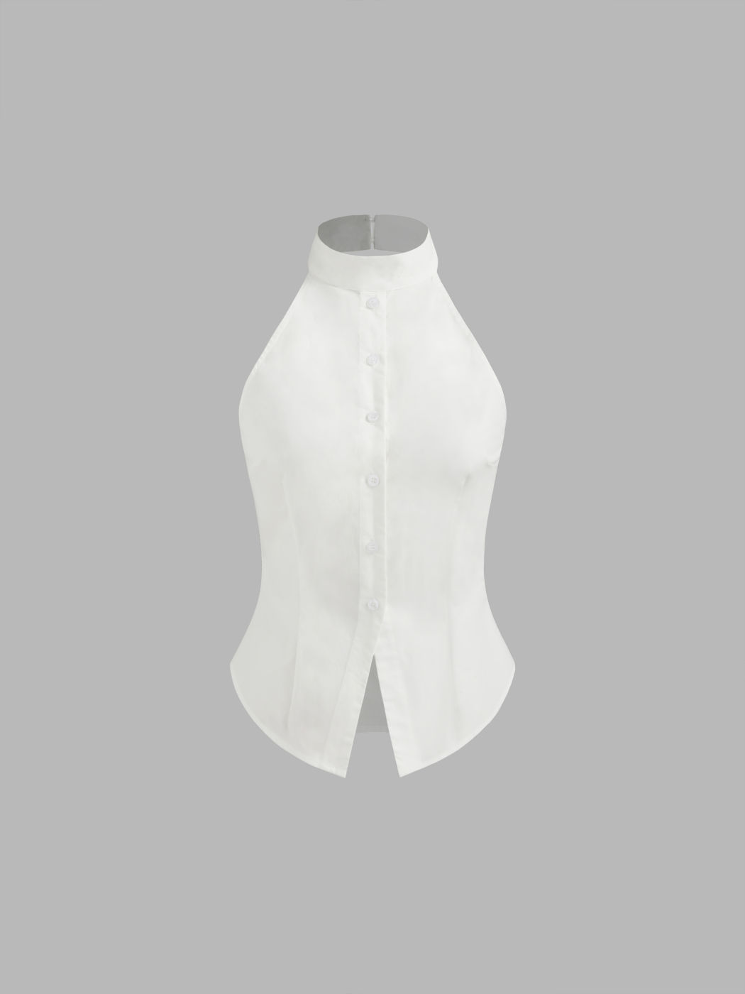 100% Cotton Halter Neckline Button Through Tank Top