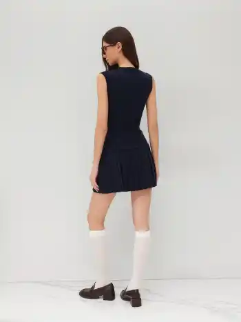Knit Round Neckline Button Up Tank Top