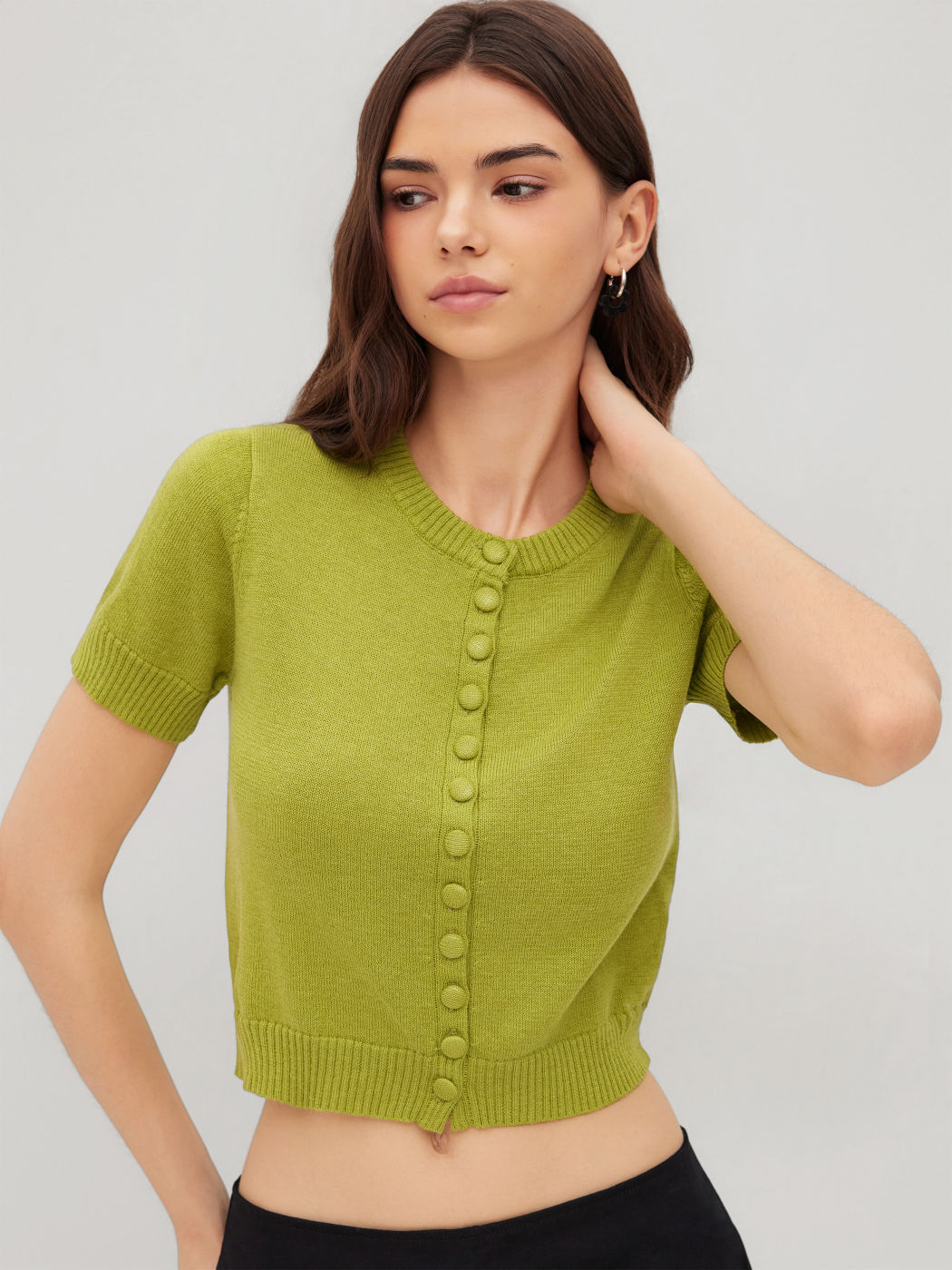 Wool-blend Round Neckline Knit Top