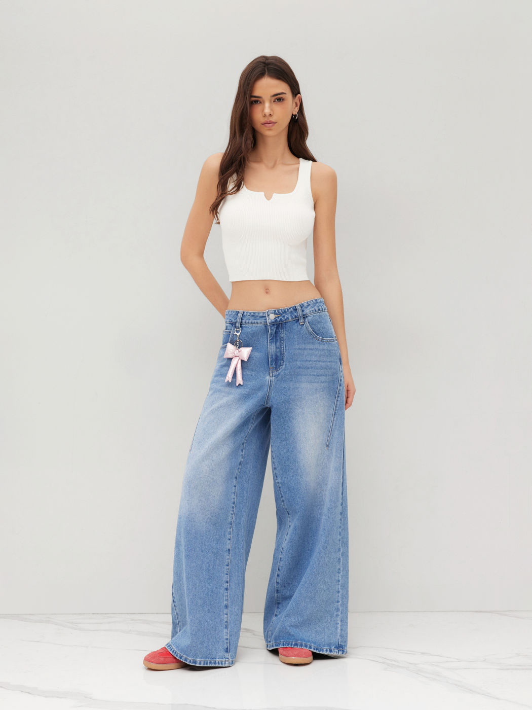 Knitted Sweetheart Rib Crop Tank Top