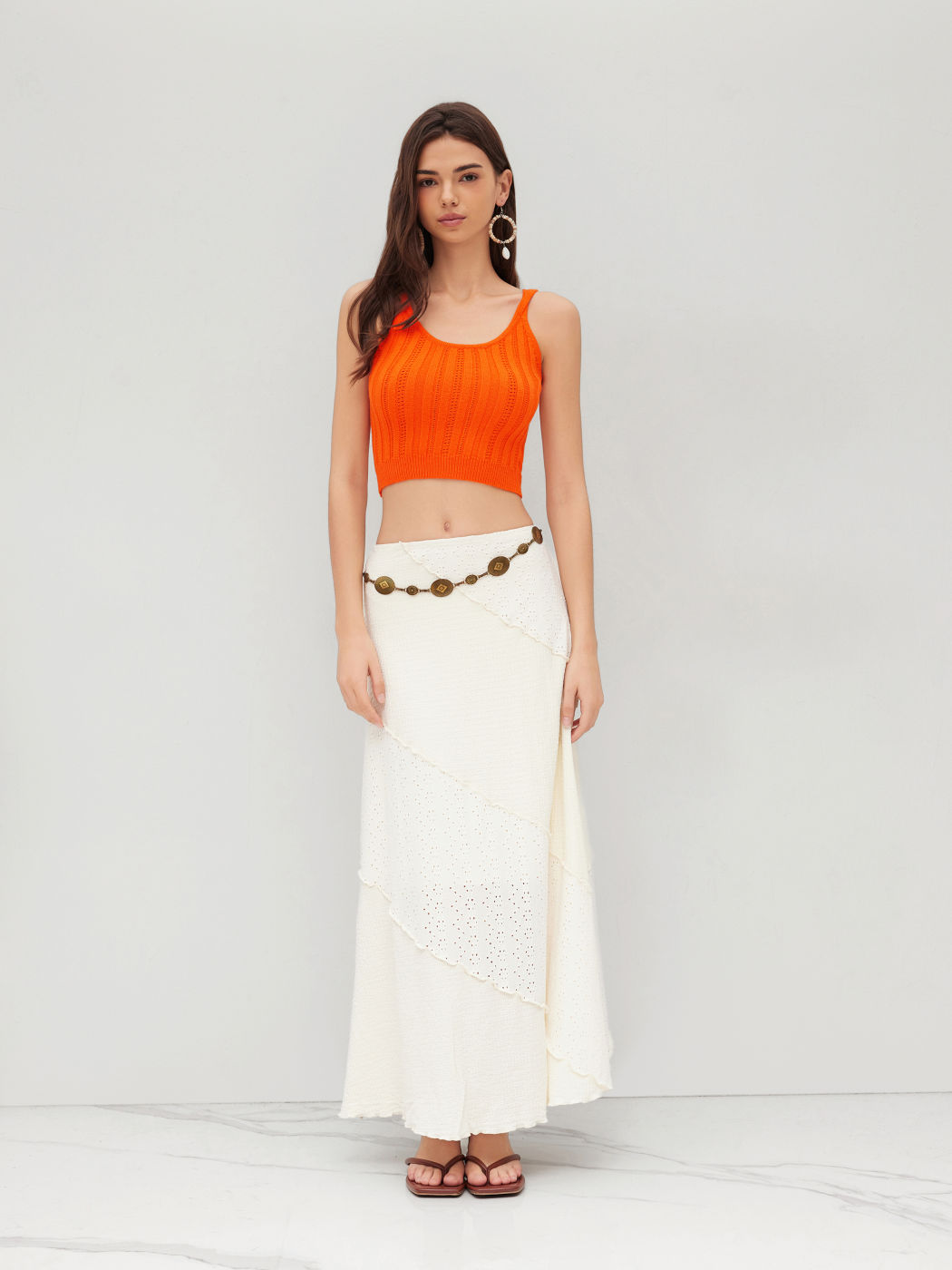 Knit U-neckline Criss Cross Crop Cami Top