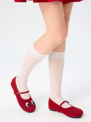 Augenstickerei Wildleder Mary Jane Flats
