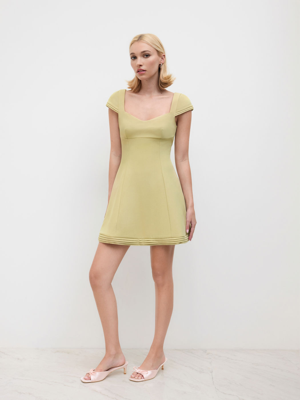 Sweetheart Neckline Pleated Mini Dress