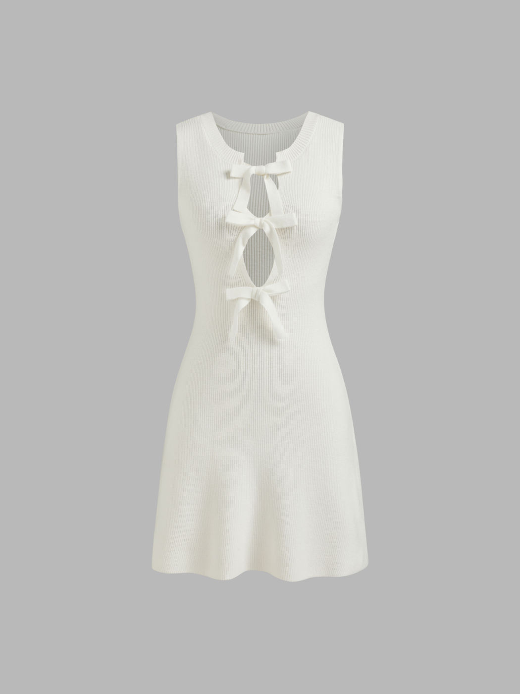 Knit Bowknot Cut Out Mini Dress
