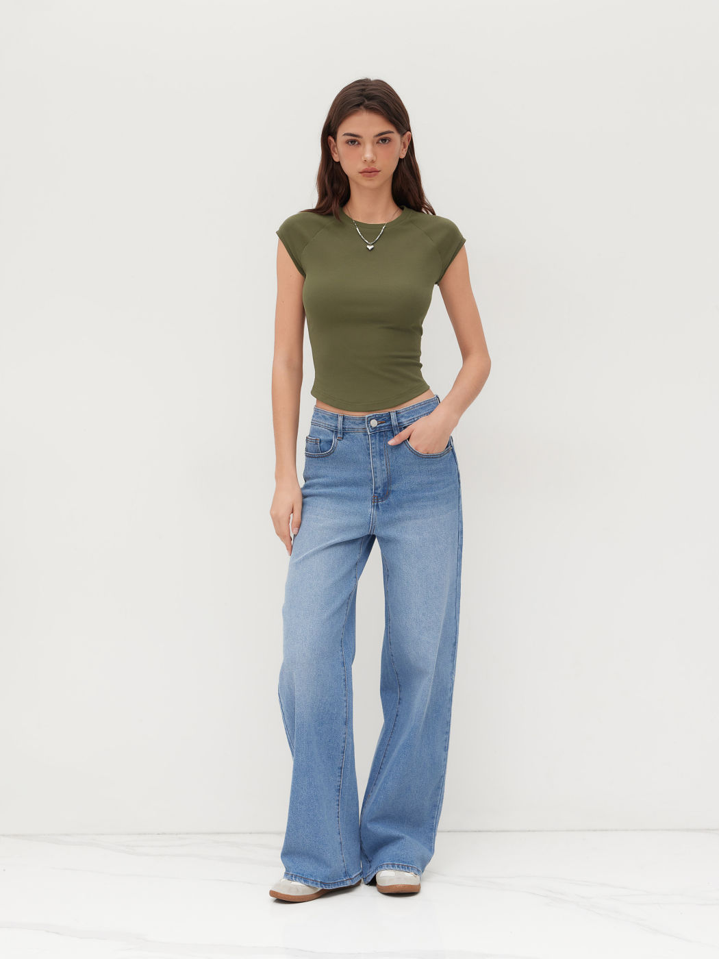 Cotton-blend Round Neckline Short Sleeve Tee